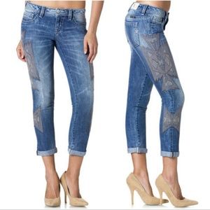 Miss Me Aztec Boyfriend Crop Ankle Denim Jeans 30